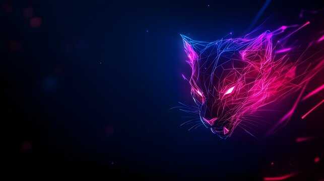 Aggressive gaming logo with sharp lines and dynamic angles, blending cyberpunk colors with a fierce mascot, scalable for banners and avatars