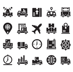 Logistics icons silhouette set silhouette vector illustration 