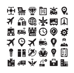 Logistics icons silhouette set silhouette vector illustration 