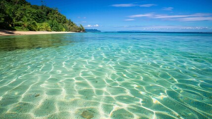 Fototapeta premium Crystal Clear Water and Lush Greenery on a Tropical Beach