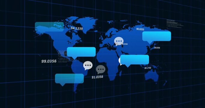Animating chat bubbles and location data over world map