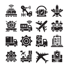 Logistics icons silhouette set silhouette vector illustration 