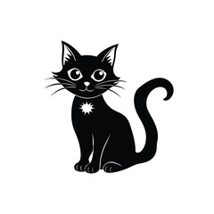 Halloween cat silhouette with white background