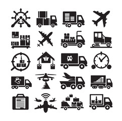 Logistics icons silhouette set silhouette vector illustration 