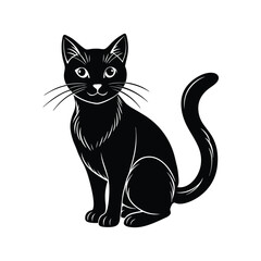 Halloween cat silhouette with white background