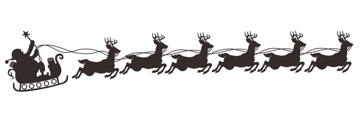 santa with sleigh and rendeer	