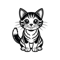 cute cat vector art with white background