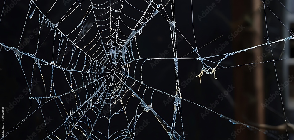 Wall mural creepy cobwebs design a web of spooky cobwebs with tiny spiders and hidden eyes peeking through the 