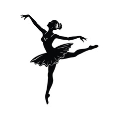 A Dancer in A Ballet Pose Silhouette Vector Style