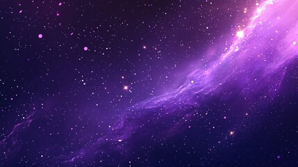 Obraz premium Starry Violet Night Sky, Galaxy Vector Illustration with Flat Design and Simple Aesthetics, Emphasizing Purple Palette and High Resolution Clarity