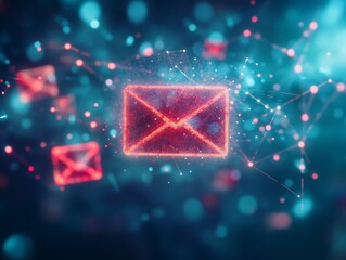 Digital marketing  innovative email notification concept for business communication