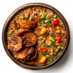 a bowl of stew with meat and vegetables