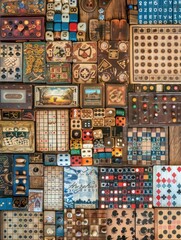 Fototapeta premium Vintage Games and Dice Collage.