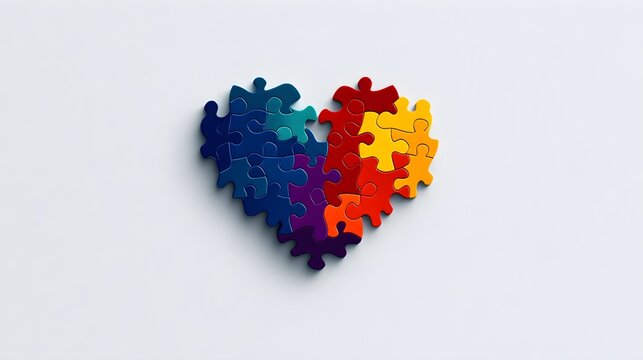 Playful yet professional charity logo with colorful puzzle pieces forming a heart. Works well across different platforms and merchandise
