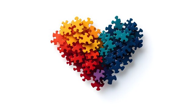 Playful yet professional charity logo with colorful puzzle pieces forming a heart. Works well across different platforms and merchandise
