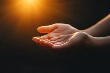 Eucharist therapy blessing  human hands in worship for christian easter lent pray concept