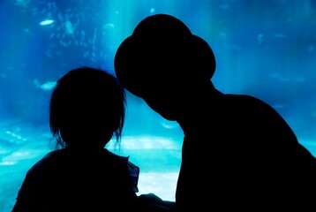 親子のシルエット写真