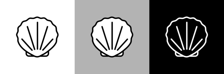 シンプルな線画の貝殻のベクターアイコン