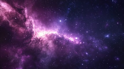 Naklejka premium Starry Violet Night Sky, Galaxy Vector Illustration with Flat Design and Simple Aesthetics, Emphasizing Purple Palette and High Resolution Clarity