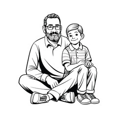father and son silhouette vector art