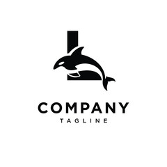 Letter L Orca Logo icon vector
