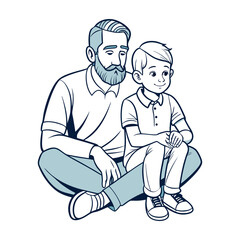 father and son silhouette vector art