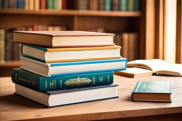 A stack of books on a table with a book titled "The Art of War" on top