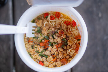 Delicious Instant Noodles with Vegetables and Spices