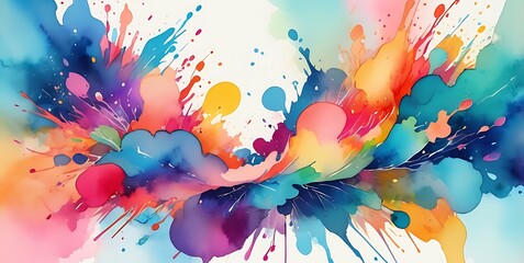 A colorful and abstract watercolor background, with splashes of vibrant hues and intricate details that create a mesmerizing visual experience..