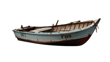 old wooden boat transparent background.
