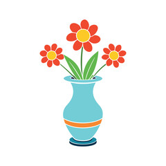 Flower Vase On White Background illustration