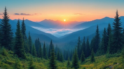 Fototapeta premium Majestic Mountain Sunrise.