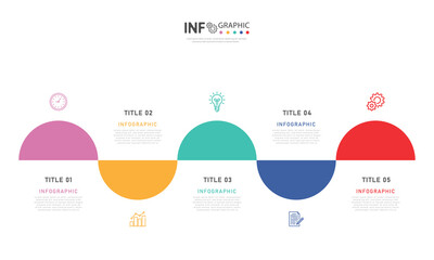 Presentation concept for infographic with 5 steps, process, visualization of business information.