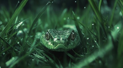 Fototapeta premium Green Snake in the Grass.