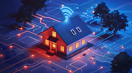 Naklejka premium High speed home internet connection wifi concept.