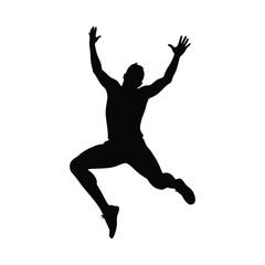 Man Jumping Silhouette Vector Art illustration