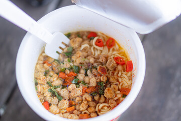 Delicious Instant Noodles with Vegetables and Spices