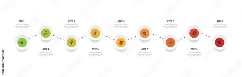 Poster design template infographic with 9 step or option