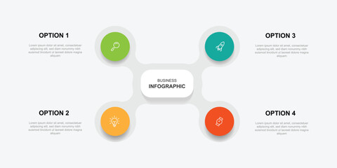 Vector infographic template, workflow process with icons and 4 step process 