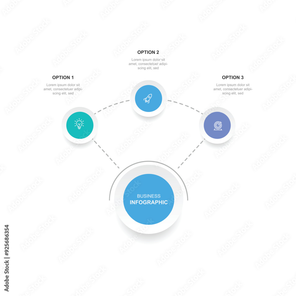 Aufkleber Design template infographic vector with 3 step diagram and circle concept can be used for workflow, business information, presentation data and web graphic design 