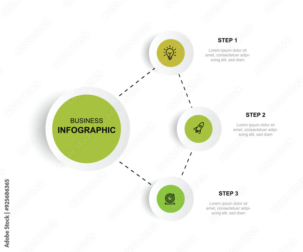 Poster Infographic template vector with 3 step or process can be used for workflow, business information, and web graphic design 