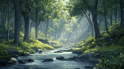 Fototapeta premium Tranquil Forest Stream.