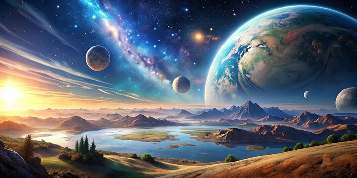 Fototapeta 4k landscape wallpaper featuring beautiful planet and space scenery