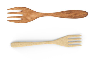 set of wooden forks isolated