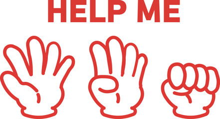 助けを求めるハンドサインのイラスト