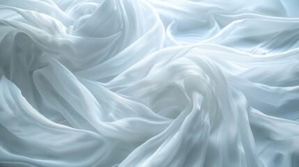 Obraz premium A soft, white fabric background with delicate waves, offering a soothing and abstract visual experience.