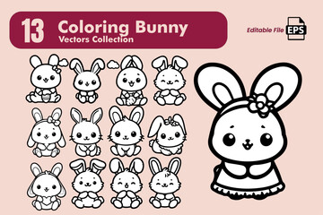 Coloring Bunny Vector Collection