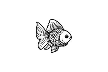 Basic outline of a Goldfish in black and white.