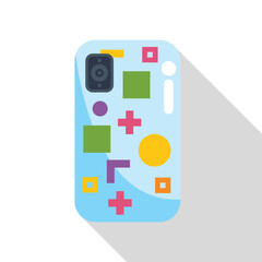 Smartphone with a decorative back cover is lying on a surface