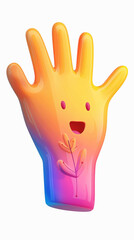 Obraz premium hand happy colorful gradient art cartoon fun smile playful illustration character vibrant neon abstract friendly design graphic creativity leaf cheerful 